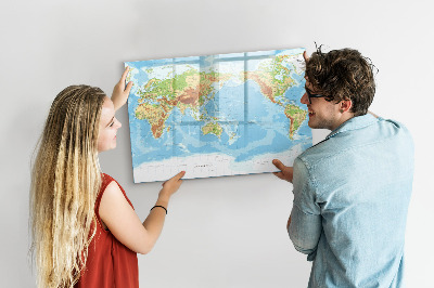 Magnetic drawing board Physical map of the world