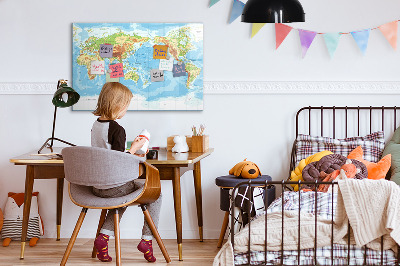 Magnetic drawing board Physical map of the world
