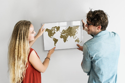 Magnetic erase board World map