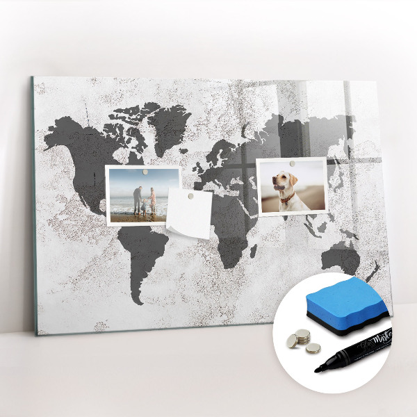 Magnetic drawing board World map concrete