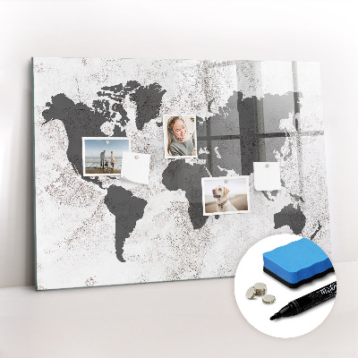 Magnetic drawing board World map concrete