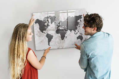 Magnetic drawing board World map concrete