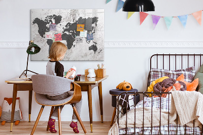 Magnetic writing board World map concrete