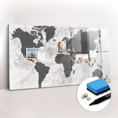 Magnetic writing board World map concrete