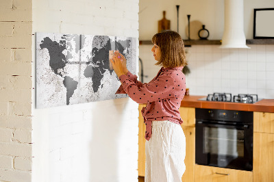 Magnetic writing board World map concrete