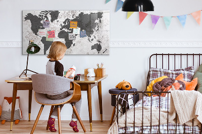Magnetic writing board World map concrete