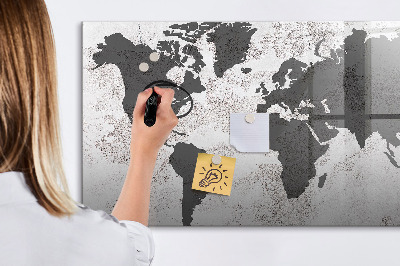 Magnetic writing board World map concrete
