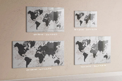 Magnetic writing board World map concrete