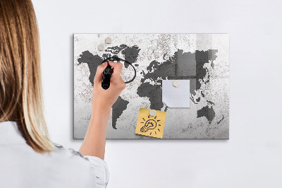 Magnetic drawing board World map concrete