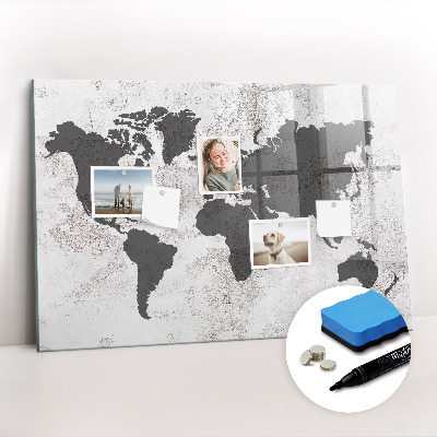 Magnetic drawing board World map concrete