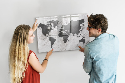 Magnetic writing board World map concrete