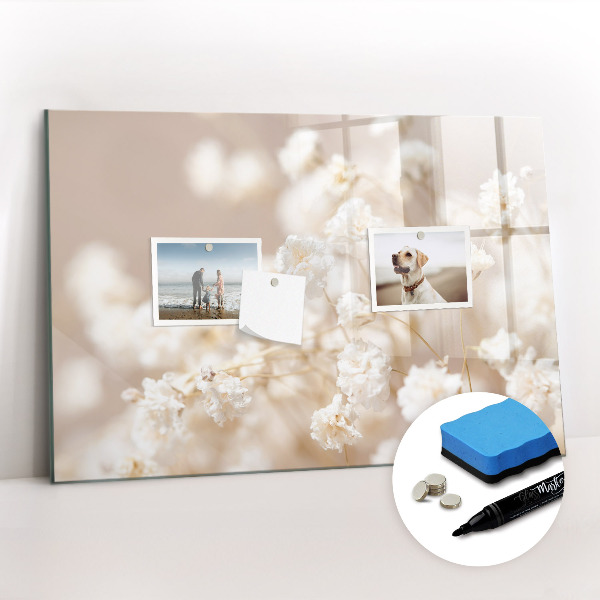 Magnetic erase board Small white flowers