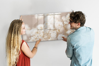 Magnetic writing board Small white flowers