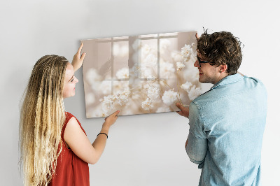 Magnetic writing board Small white flowers