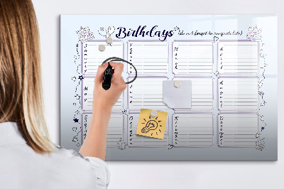Magnetic writing board Birthday note