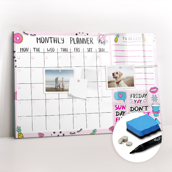 Magnetic drawing board Monthly planner