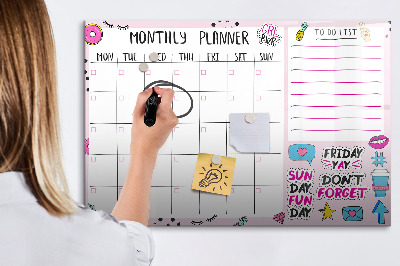 Magnetic drawing board Monthly planner