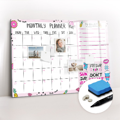 Magnetic writing board Monthly planner