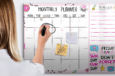 Magnetic drawing board Monthly planner