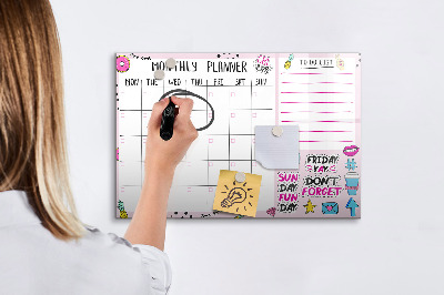 Magnetic writing board Monthly planner