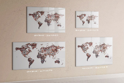 Magnetic writing board Brick world map