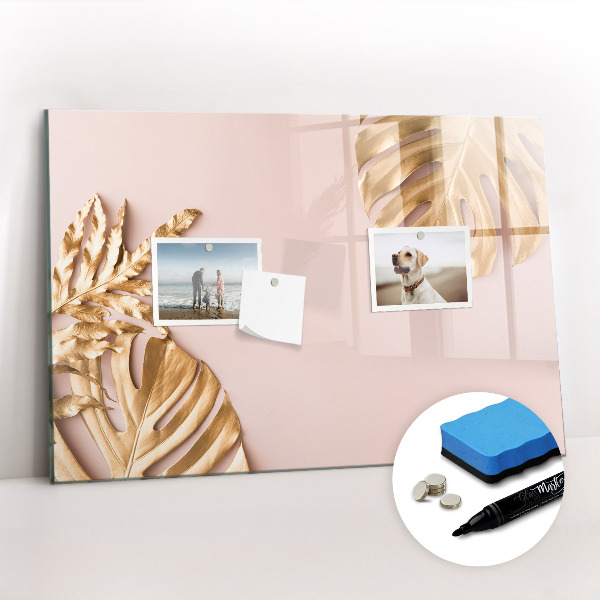 Magnetic drawing board Golden tropical leaves