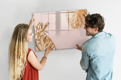 Magnetic drawing board Golden tropical leaves