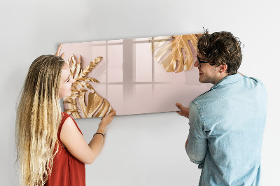 Magnetic drawing board Golden tropical leaves