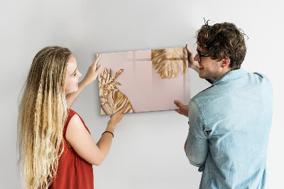 Magnetic drawing board Golden tropical leaves