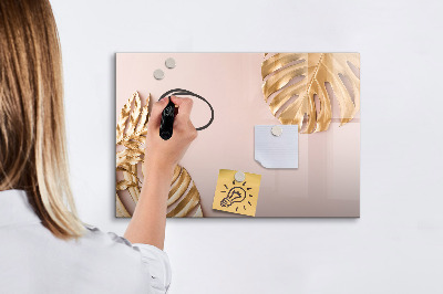 Magnetic drawing board Golden tropical leaves