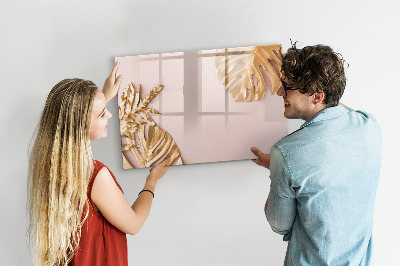 Magnetic drawing board Golden tropical leaves