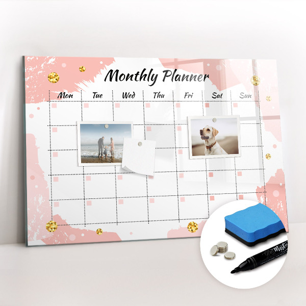Magnetic board for writing Monthly planner
