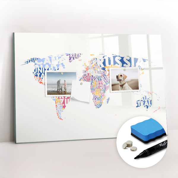 Magnetic erase board World map countries