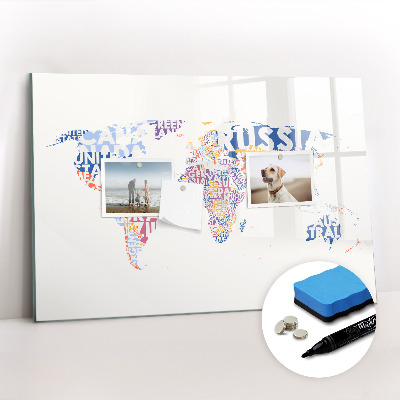 Magnetic erase board World map countries