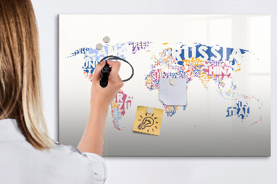 Magnetic erase board World map countries