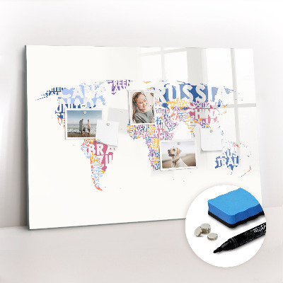 Magnetic board for drawing World map countries