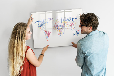 Magnetic erase board World map countries