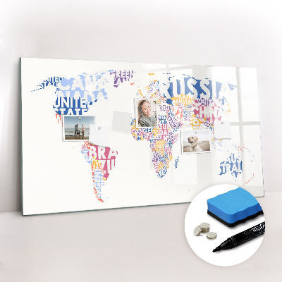Magnetic erase board World map countries