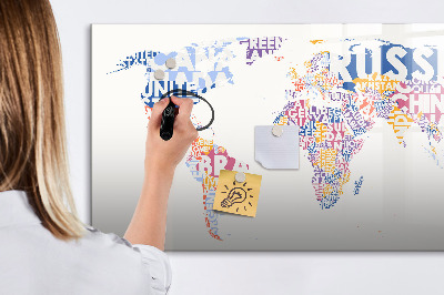 Magnetic erase board World map countries