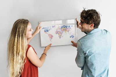 Magnetic erase board World map countries
