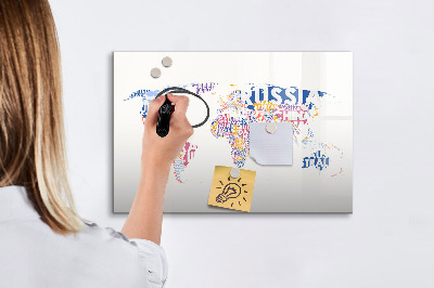 Magnetic erase board World map countries