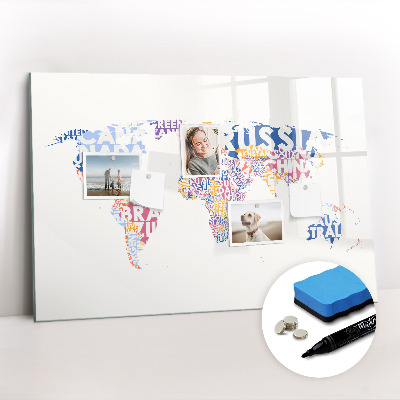 Magnetic erase board World map countries
