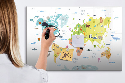 Magnetic erase board Animal World Map