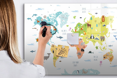 Magnetic board for writing Animal world map