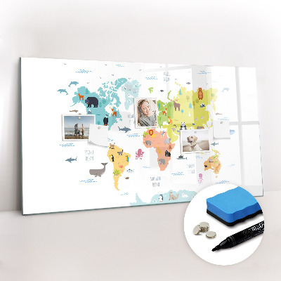 Magnetic erase board Animal World Map