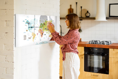 Magnetic erase board Animal World Map