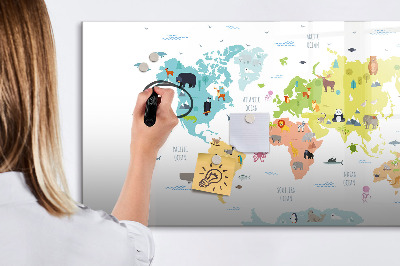 Magnetic erase board Animal World Map