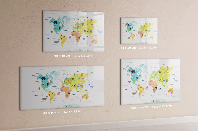 Magnetic erase board Animal World Map