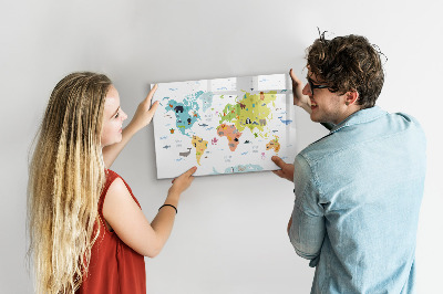 Magnetic board for writing Animal world map