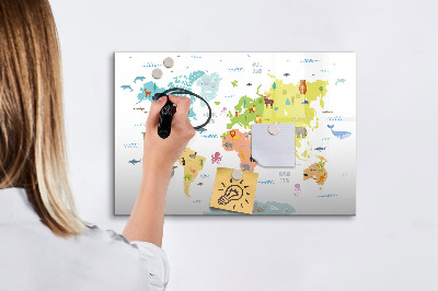Magnetic erase board Animal World Map